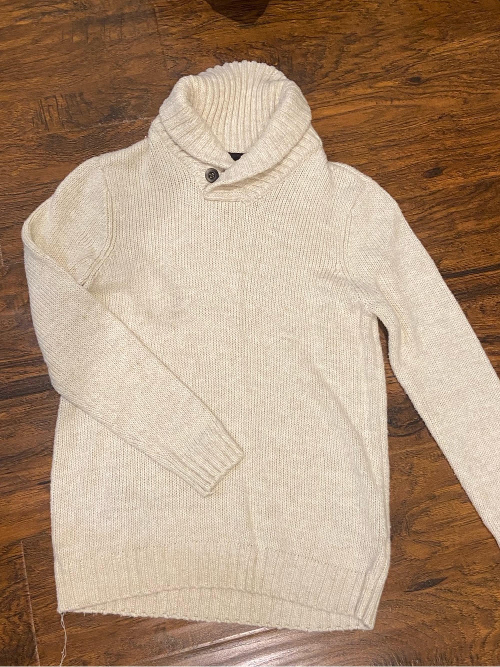 urban pipeline Cream Shawl-Collar Button Turtleneck Sweater